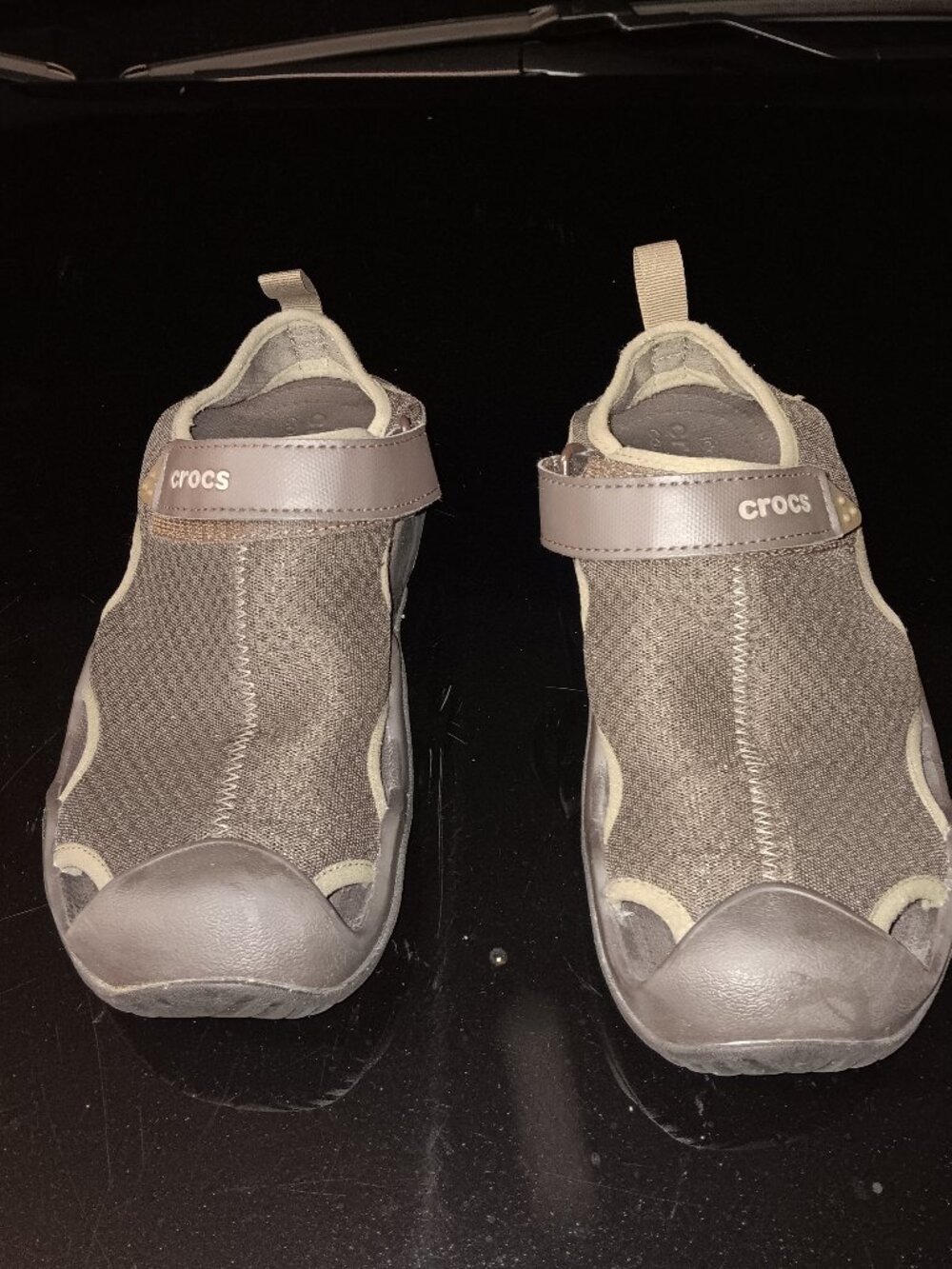 Crocs mens size 10 gray water shoes slip-on mesh strap outdoor beach